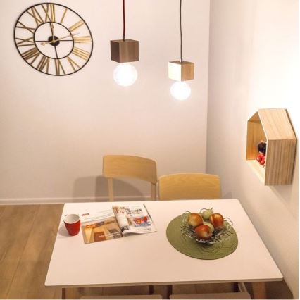 Chandelier on a string TRONGO 1xE27/60W/230V oak - FSC certified