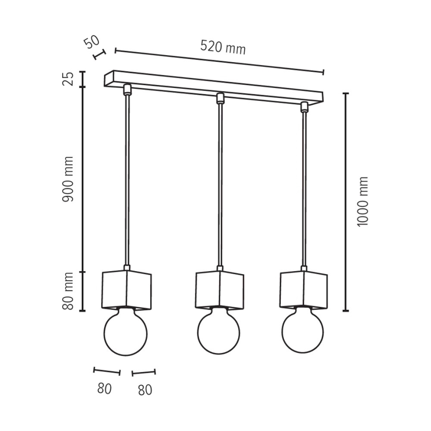 Chandelier on a string TRONGO ROUND 3xE27/60W/230V oak - FSC certified
