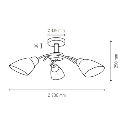 Surface-mounted chandelier VILETTA 3xE27/60W/230V oak - FSC certified