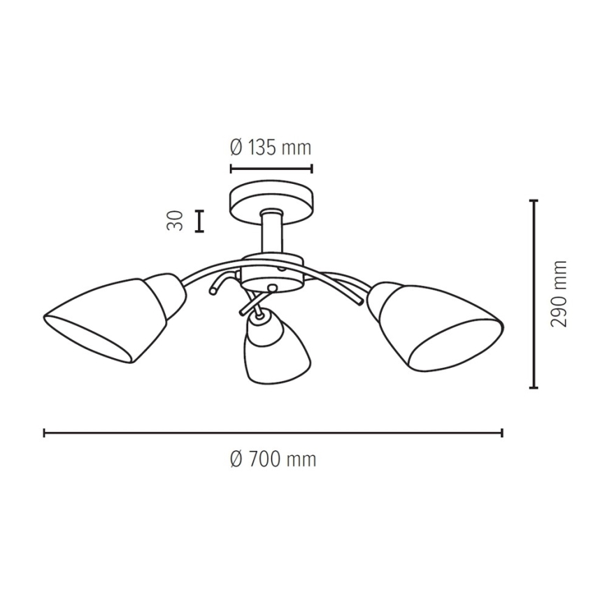 Surface-mounted chandelier VILETTA 3xE27/60W/230V oak - FSC certified