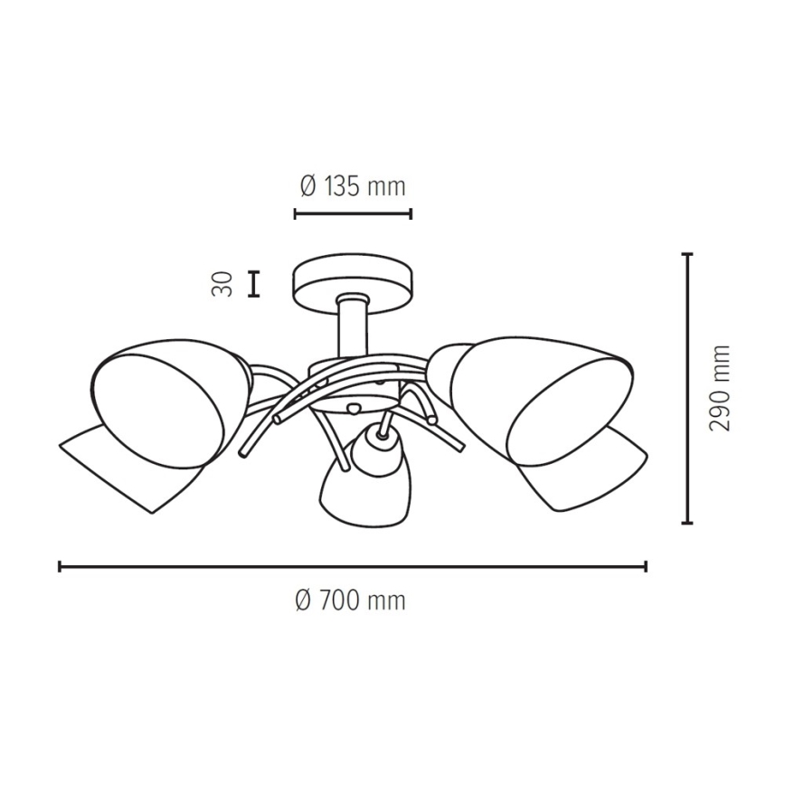 Surface-mounted chandelier VILETTA 5xE27/40W/230V oak - FSC certified