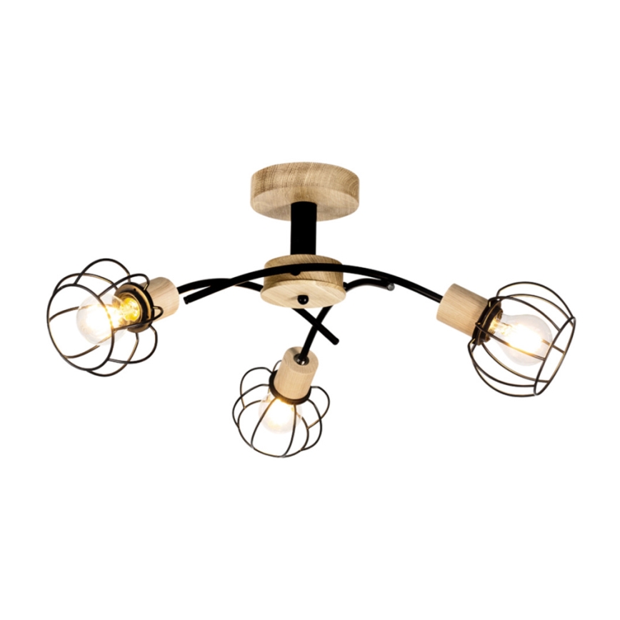 Surface-mounted chandelier VIVIANE 3xE27/60W/230V oak - FSC certified