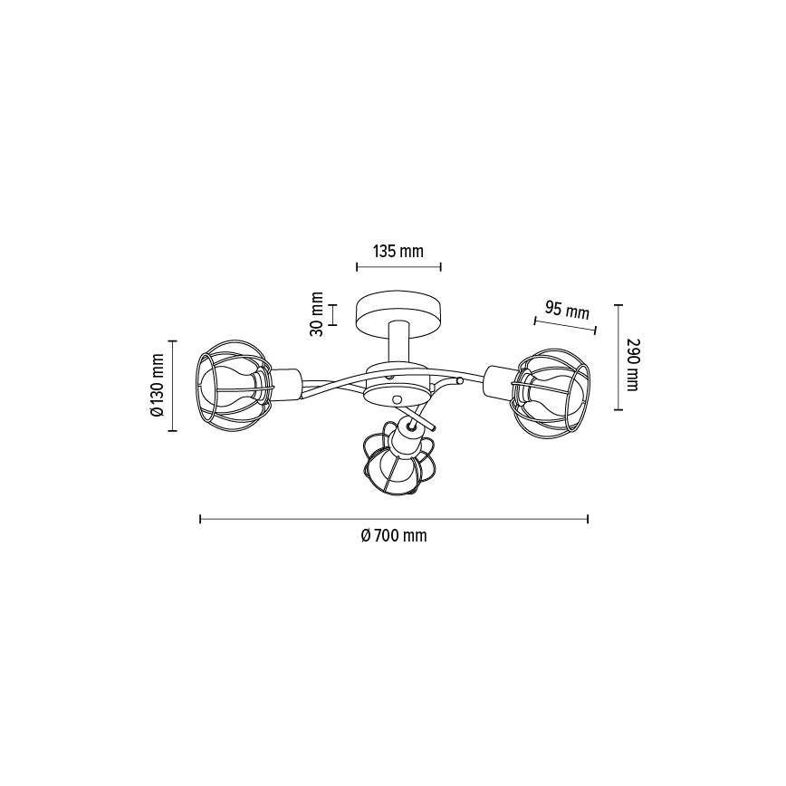 Surface-mounted chandelier VIVIANE 3xE27/60W/230V oak - FSC certified