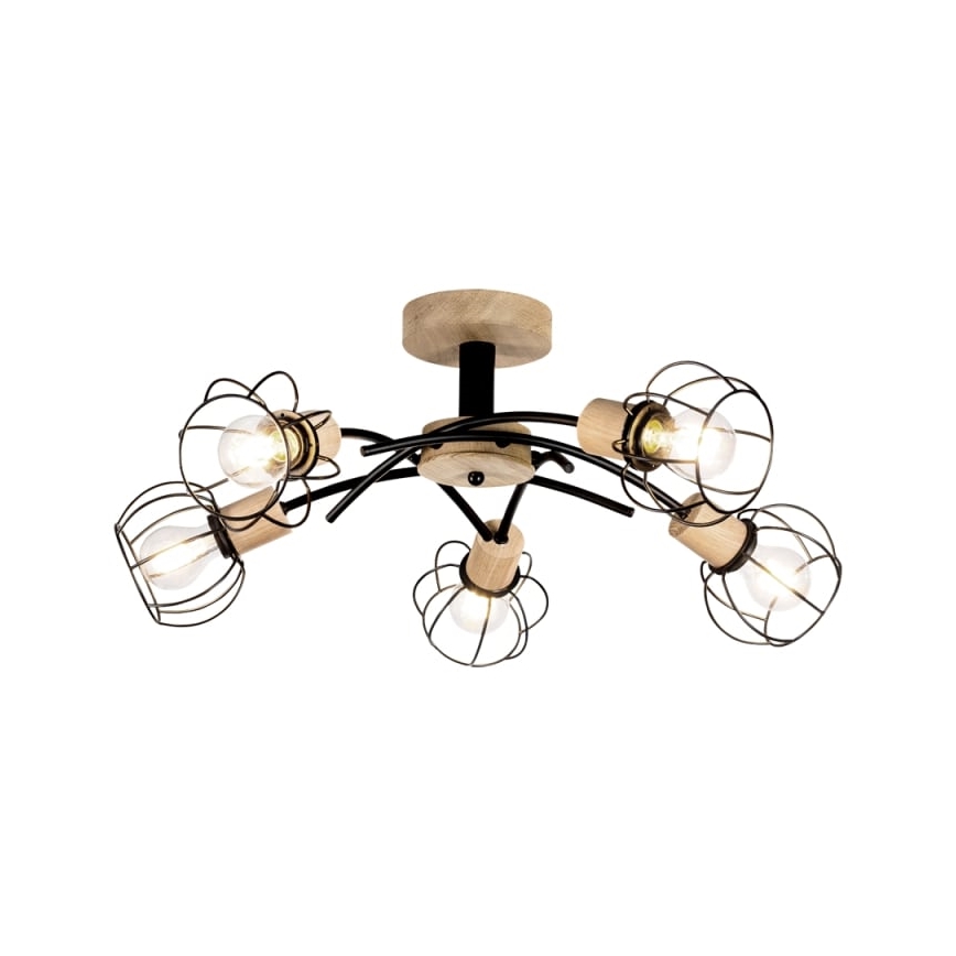 Surface-mounted chandelier VIVIANE 5xE27/60W/230V oak - FSC certified