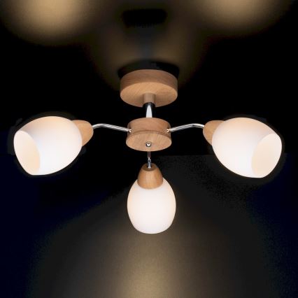 Surface-mounted chandelier PARMA 3xE27/40W/230V oak - FSC certified