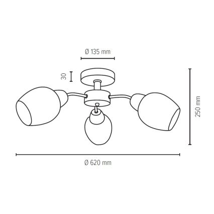 Surface-mounted chandelier PARMA 3xE27/40W/230V oak - FSC certified