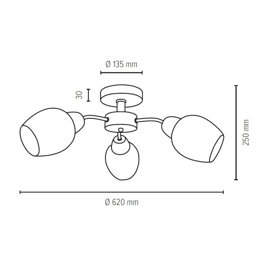 Surface-mounted chandelier PARMA 3xE27/40W/230V oak - FSC certified