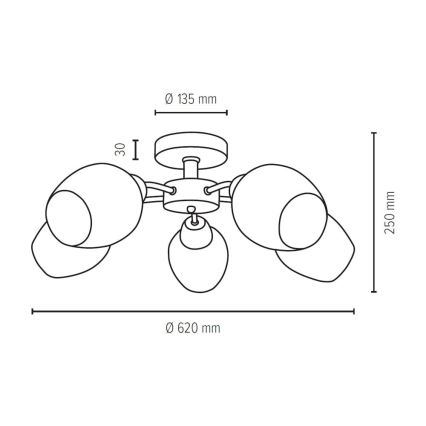 Surface-mounted chandelier PARMA 5xE27/40W/230V oak