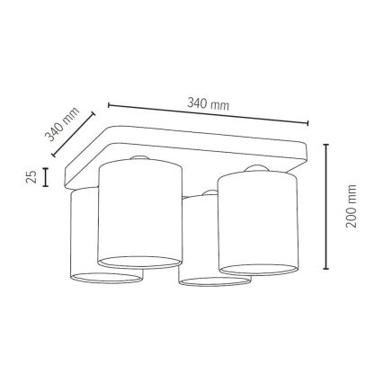 Ceiling light JENTA 4xE27/25W/230V matte oak