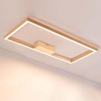 LED Dimmable ceiling light RAMME LED/34W/230V matte oak + remote control – FSC certified