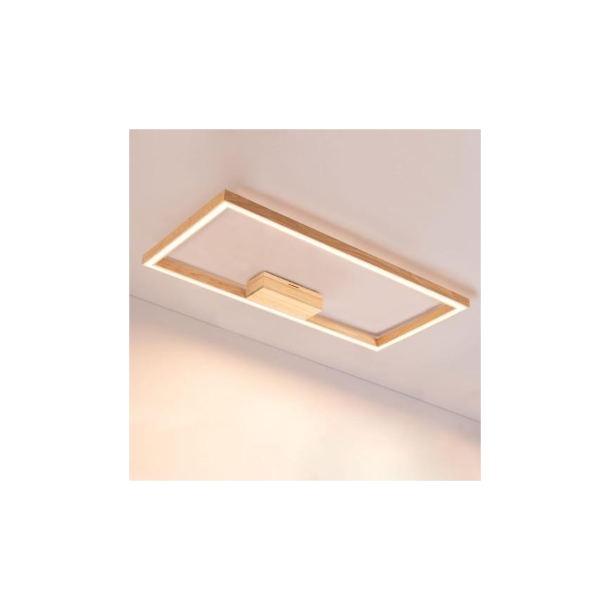 LED Dimmable ceiling light RAMME LED/34W/230V matte oak + remote control – FSC certified
