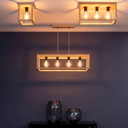 Ceiling light KAGO 1xE27/60W/230V matte oak - FSC certified
