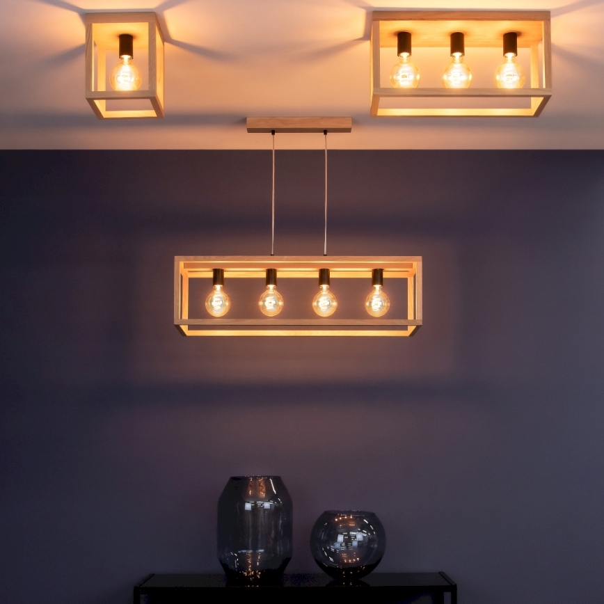 Ceiling light KAGO 1xE27/60W/230V matte oak - FSC certified