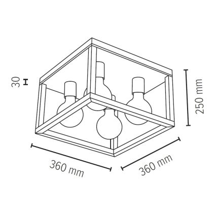 Ceiling light KAGO 4xE27/60W/230V matte oak - FSC certified