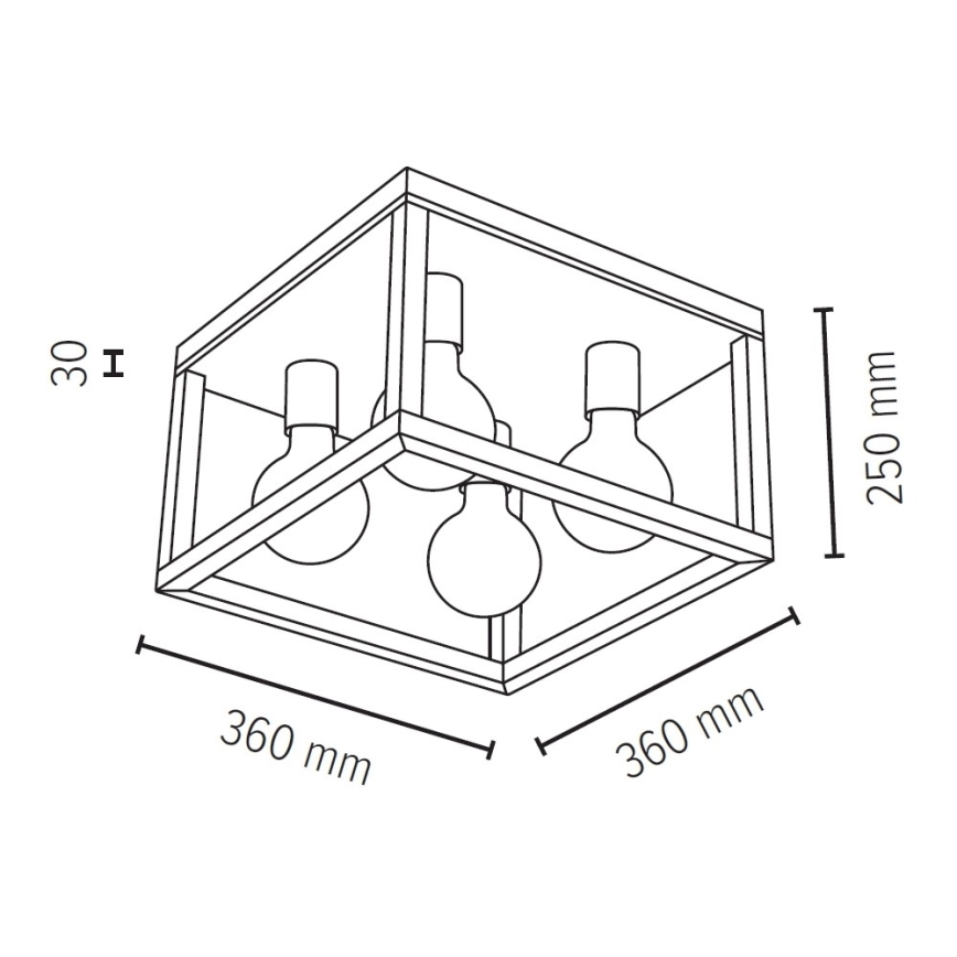 Ceiling light KAGO 4xE27/60W/230V matte oak - FSC certified
