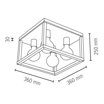 Ceiling light KAGO 4xE27/60W/230V oak - FSC certified