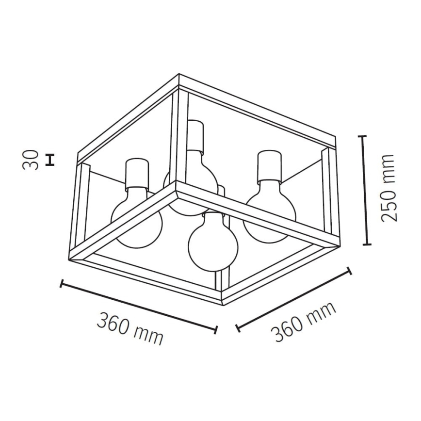 Ceiling light KAGO 4xE27/60W/230V oak - FSC certified