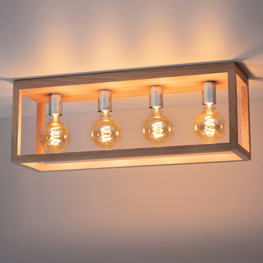 Ceiling light KAGO 4xE27/60W/230V matte oak - FSC certified