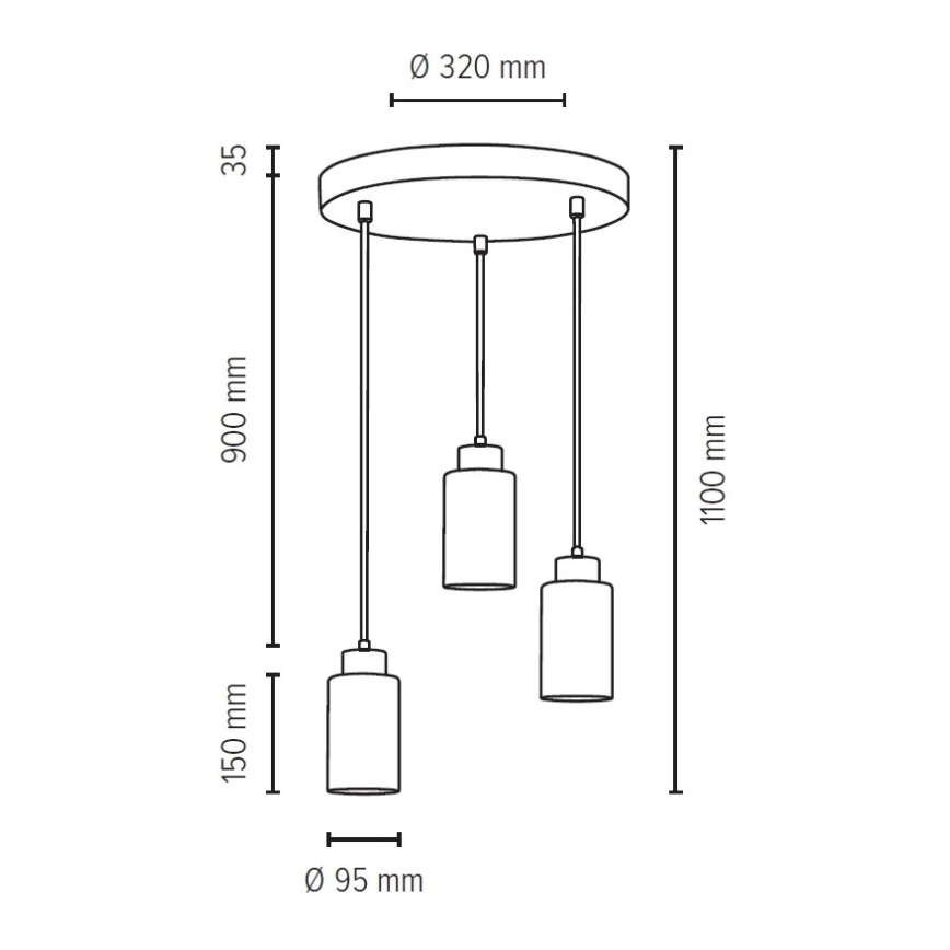 Chandelier on a string KARLA 3xE27/60W/230V concrete