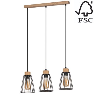Spot-Light - Chandelier on a string ORAZIO 3xE27/60W/230V oak - FSC certified
