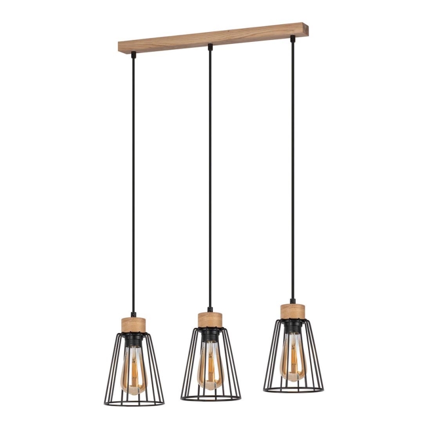 Spot-Light - Chandelier on a string ORAZIO 3xE27/60W/230V oak
