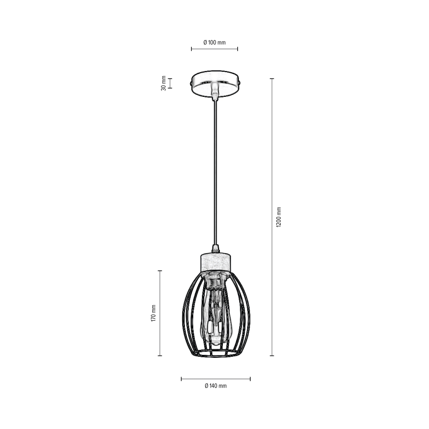 Chandelier on a string GUNNAR 1xE27/60W/230V oak