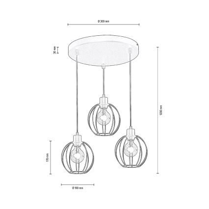 Chandelier on a string BERIS 3xE27/60W/230V