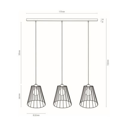 Chandelier on a string ORAZIO 3xE27/60W/230V pine