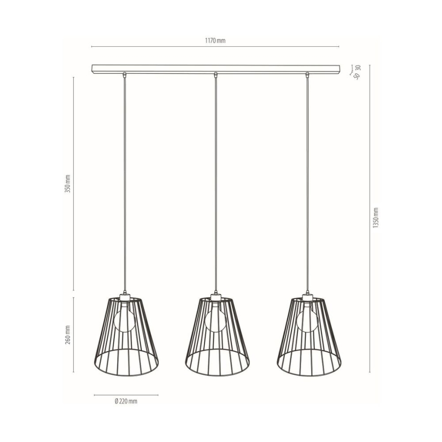Chandelier on a string ORAZIO 3xE27/60W/230V pine