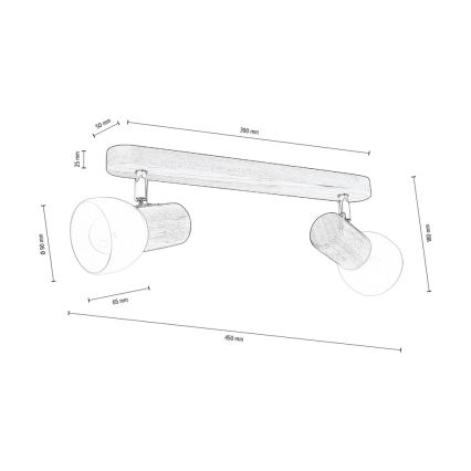 Ceiling spotlight NEL 2xE27/15W/230V pine - FSC certified