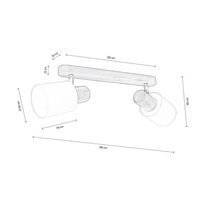 Ceiling spotlight TRENDY 2xE27/15W/230V pine - FSC certified