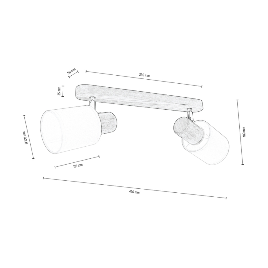 Ceiling spotlight TRENDY 2xE27/15W/230V pine - FSC certified