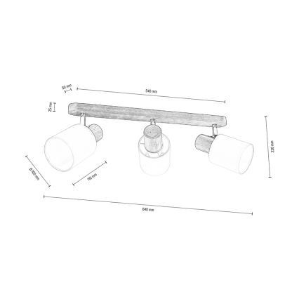 Ceiling spotlight TRENDY 3xE27/15W/230V pine - FSC certified