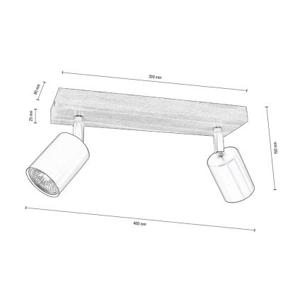 Ceiling spotlight MANARA 2xGU10/5W/230V pine