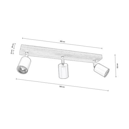 Ceiling spotlight MANARA  3xGU10/5W/230V pine - FSC certified