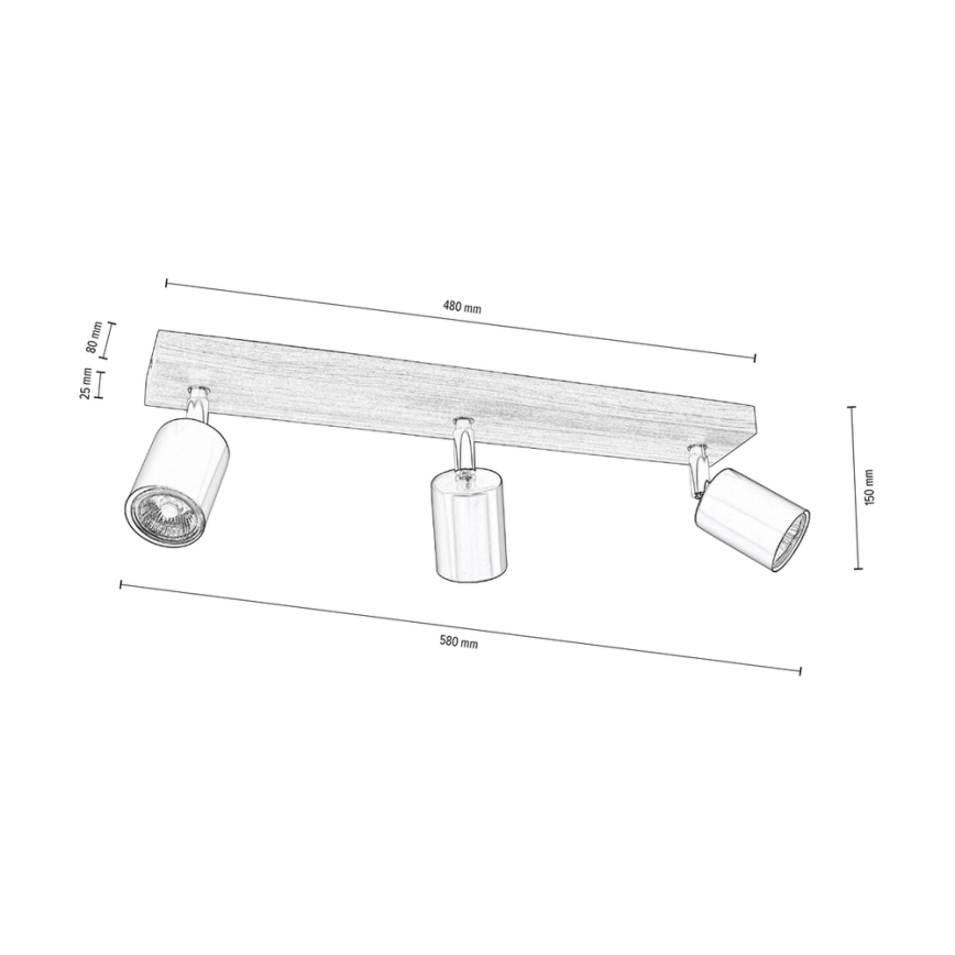 Ceiling spotlight MANARA  3xGU10/5W/230V pine - FSC certified