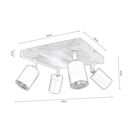 Ceiling spotlight MANARA 4xGU10/5W/230V pine - FSC certified