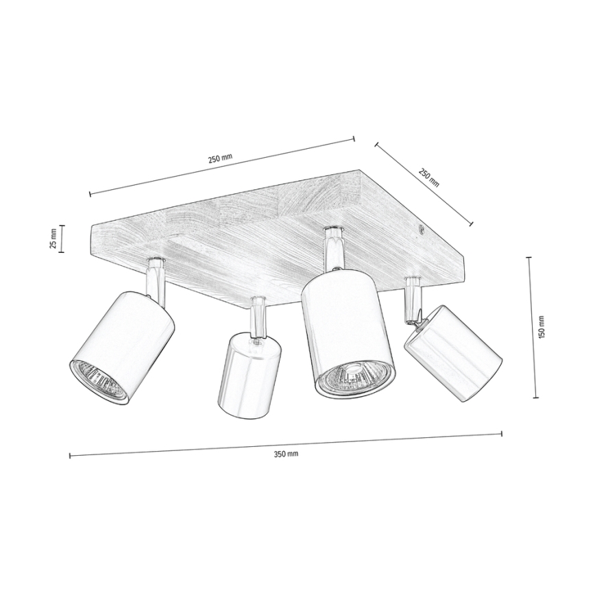 Ceiling spotlight MANARA 4xGU10/5W/230V pine - FSC certified