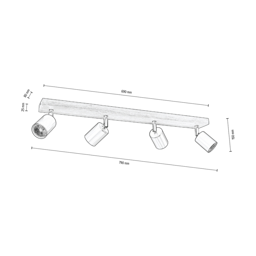 Ceiling spotlight MANARA 4xGU10/5W/230V pine
