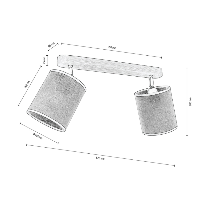 Ceiling spotlight NEGRO 2xE27/25W/230V pine - FSC certified