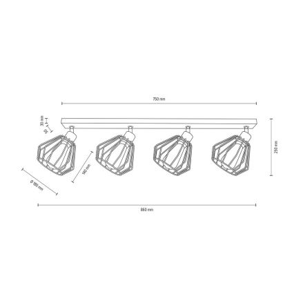 Ceiling spotlight VENTI 4xE27/15W/230V oak - FSC certified