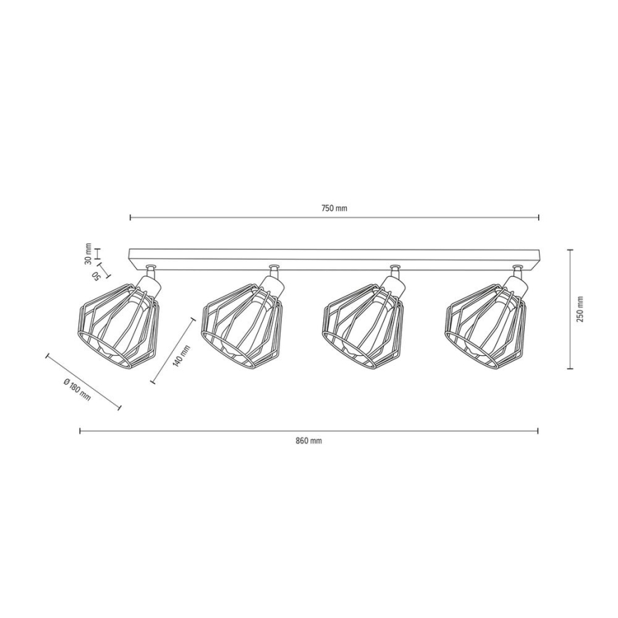 Ceiling spotlight VENTI 4xE27/15W/230V oak - FSC certified