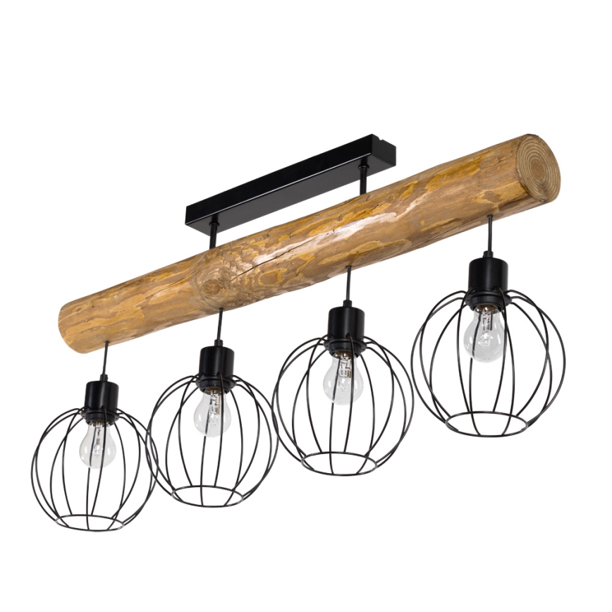 Surface-mounted chandelier BERIS 4xE27/25W/230V pine - FSC certified