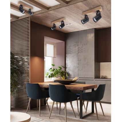 Spotlight 2xGU10/50W/230V beech/black
