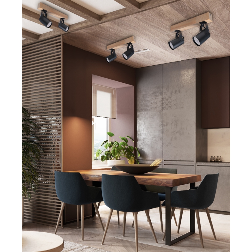 Spotlight 2xGU10/50W/230V beech/black