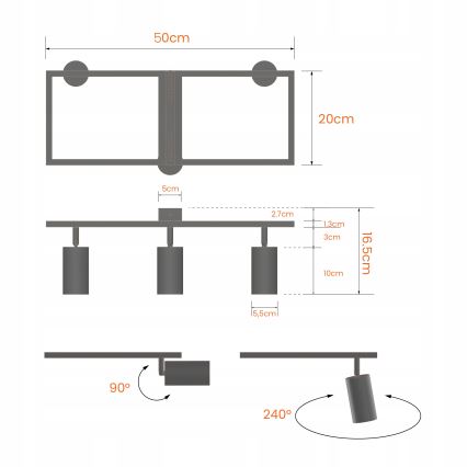 Spotlight 3xGU10/30W/230V white
