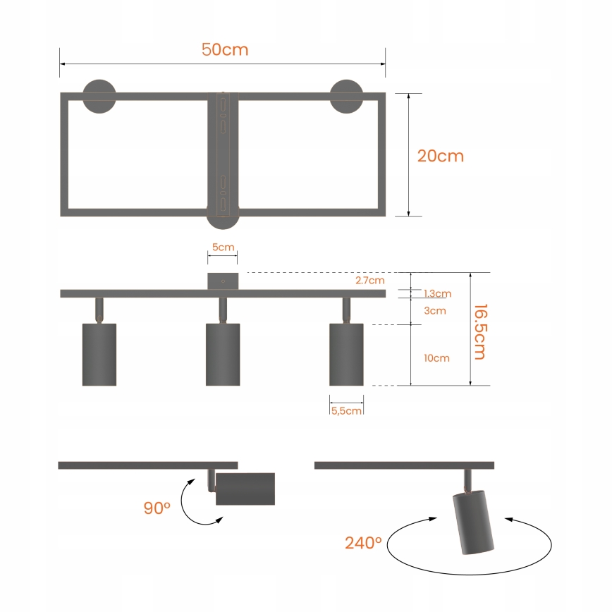 Spotlight 3xGU10/30W/230V white