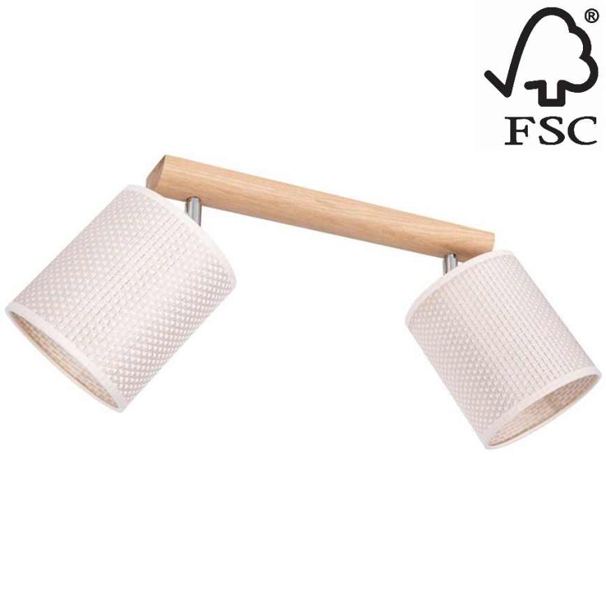 Spotlight BENITA 2xE27/25W/230V creamy/oak – FSC certified