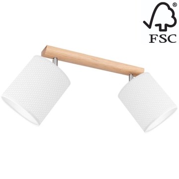 Spotlight BENITA 2xE27/25W/230V white/oak – FSC certified