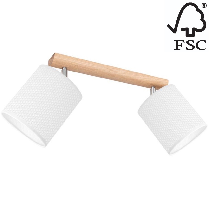Spotlight BENITA 2xE27/25W/230V white/oak – FSC certified